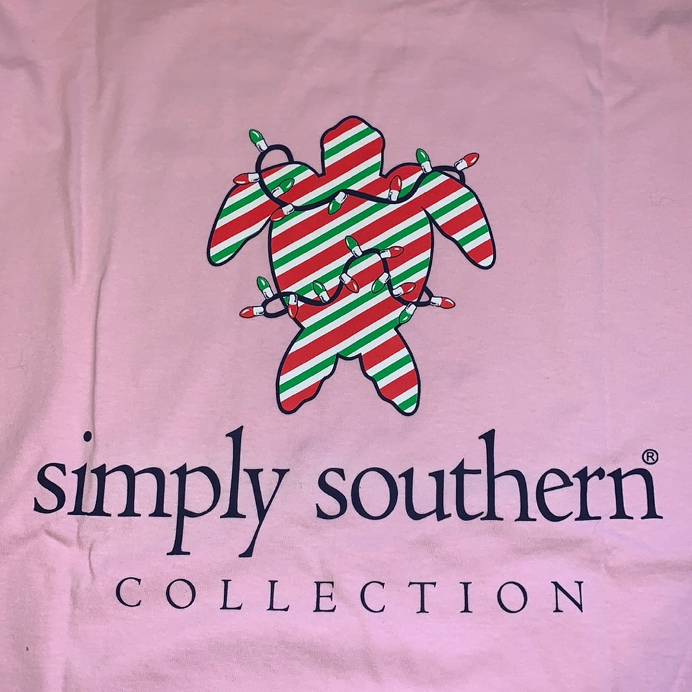 NWOT Simply Southern Pink Christmas Turtle Long Sleeved T-Shirt